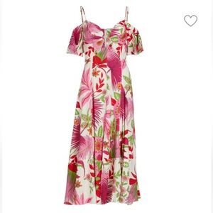 Cult Gaia Dina Linen Blend Floral Midi Dress SIZE 2